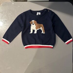 Janie and Jack Navy Sweater with Bulldog Design